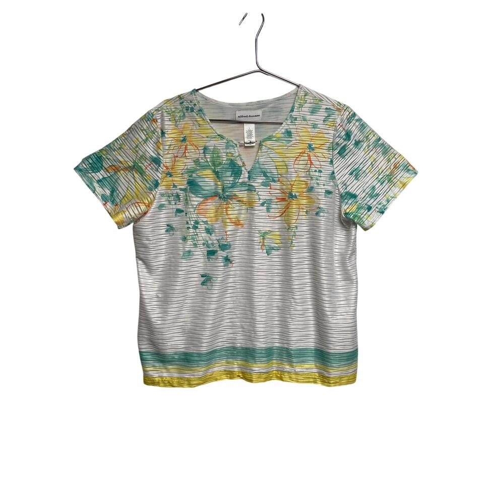Alfred Dunner Spring Lake Floral Yoke Textured Top Women's - Size L
